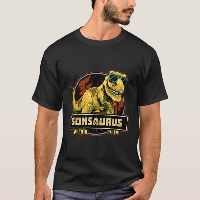 Sonsaurus Shirt T Rex Son Saurus Dinosaur Boys Kid (Framsida)