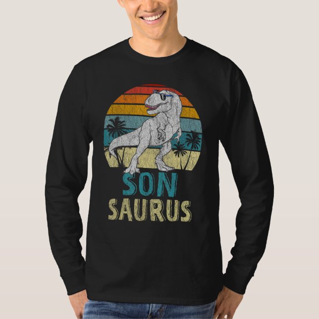 Sonsaurus T Rex Dinosaur Son Saurus Family Matchin Shirt (Framsida)