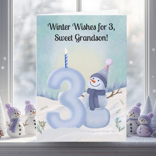 Sonson 3-års födelsedag Snömannen Snöig Tre Kort