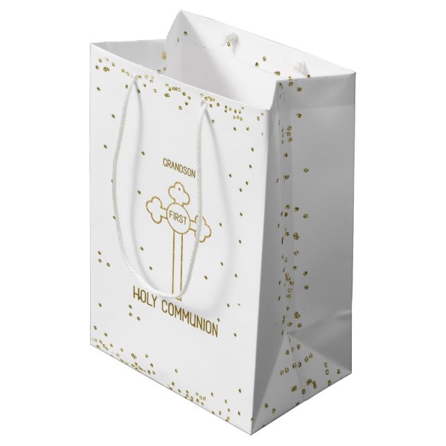Sonson Första Heliga Kommunion Guld Look Kors (Framsidan Vinklad)