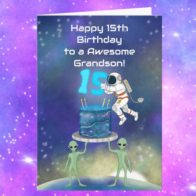 Sonson Glad 15-årsdag Astronaut med Cool  Kort (Skapare uppladdad)