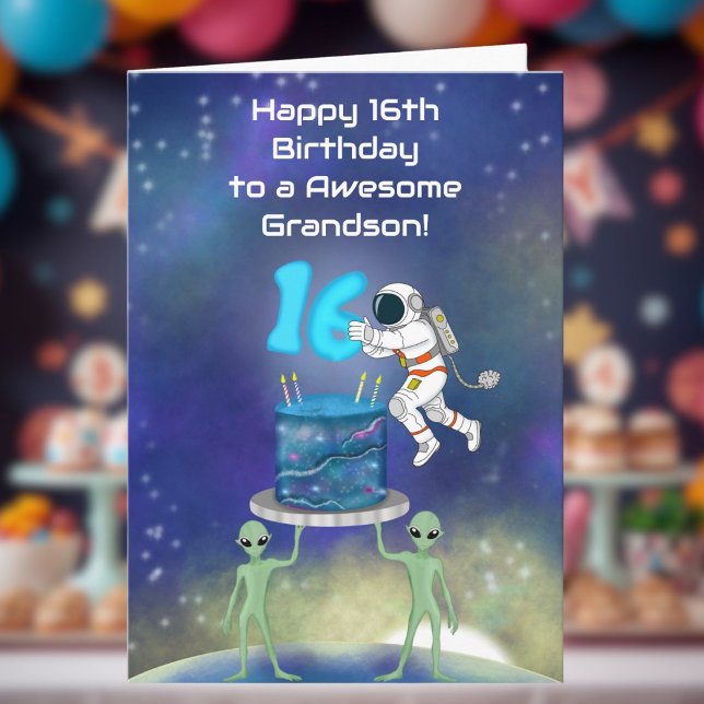 Sonson Glad 16-årsdag Astronaut med Cool  Kort (Skapare uppladdad)
