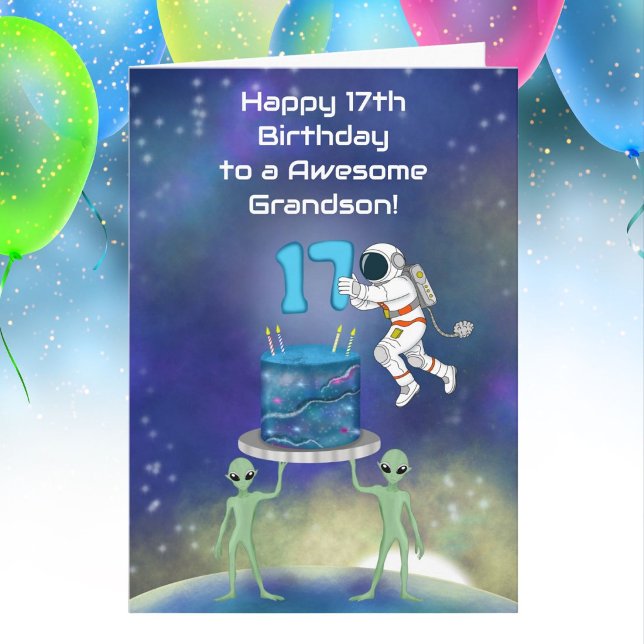 Sonson Glad 17-årsdag Astronaut med Cool  Kort (Skapare uppladdad)