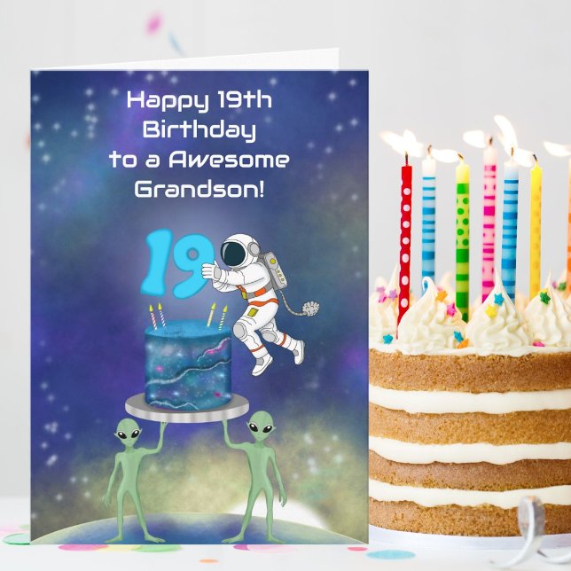 Sonson Glad 19-årsdag Astronaut med Cool  Kort (Skapare uppladdad)