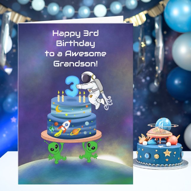 Sonson Glad 3-årsdag Astronaut med Cool Kort (Skapare uppladdad)