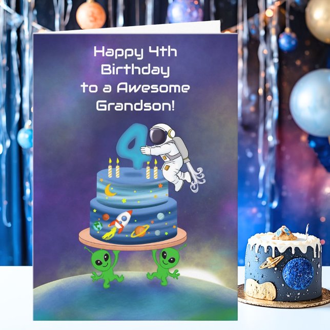 Sonson Glad 4-årsdag Astronaut med Cool Kort (Skapare uppladdad)