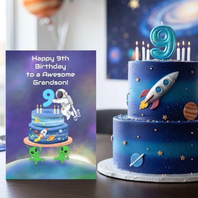 Sonson Glad 9-årsdag Astronaut med Cool Kort (Skapare uppladdad)