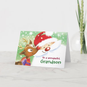 Sonson, jul, gullig ren & Santa Kort