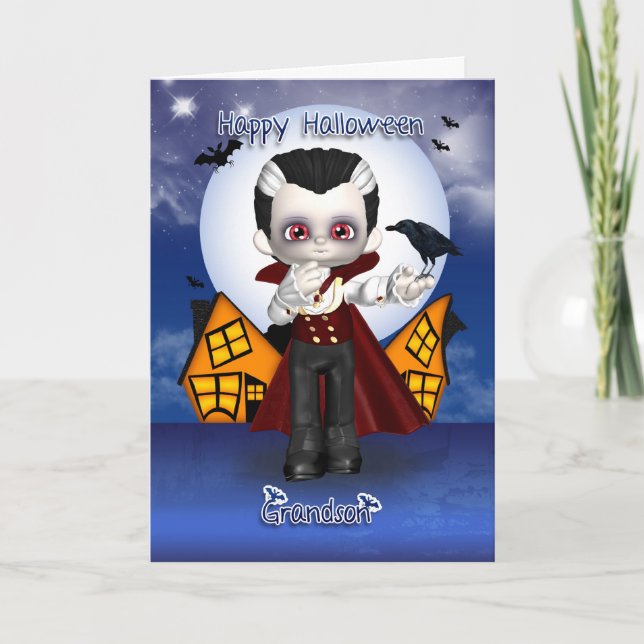 sonson roligt vampyr halloween-hälsningskort kort (Framsida)