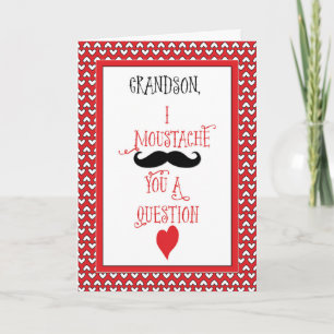 Sonsonmustaschvalentin dag med röda hjärtor helgkort