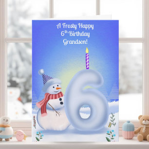 Sonsons 6-års födelsedags snöman Snöig Kort