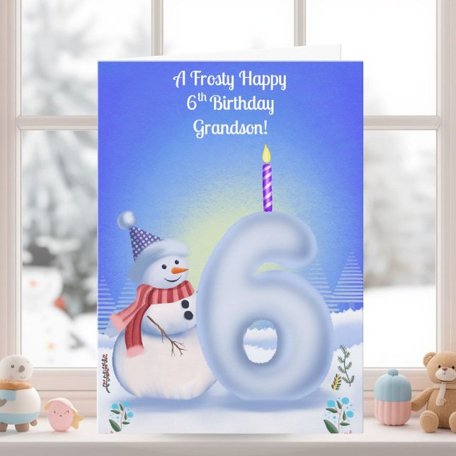 Sonsons 6-års födelsedags snöman Snöig  Kort (Skapare uppladdad)