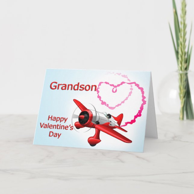 Sonsonvalentin flygplan för dag med hjärta helgkort (Framsida)