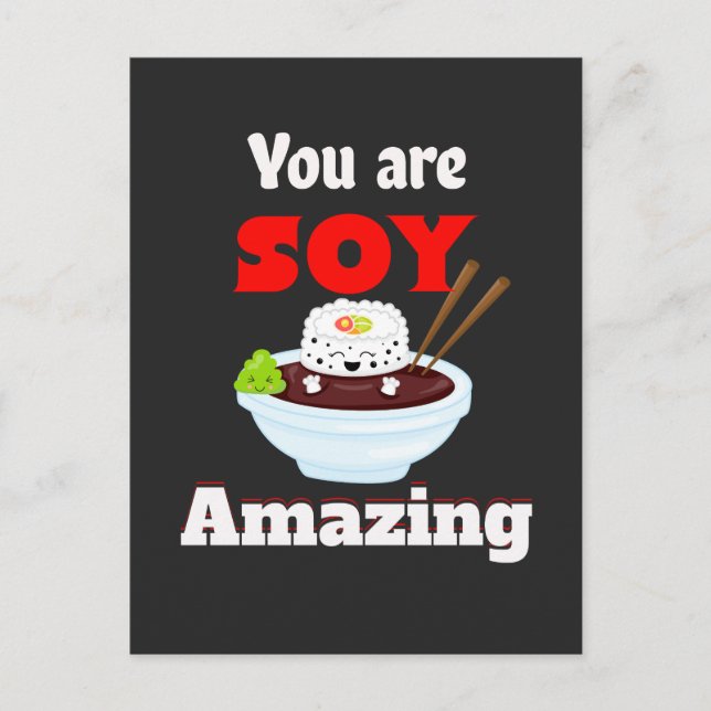 Sony fantastisk kawaii sushi vykort (Framsida)