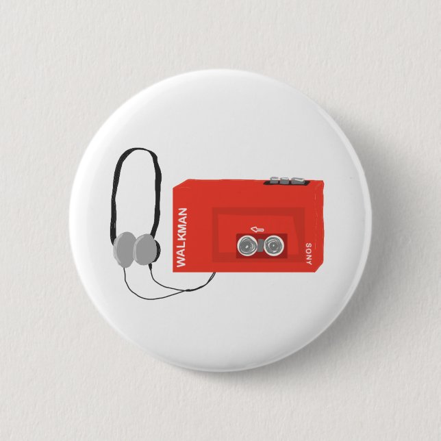 Sony walkman badge retro 80's nostalgia pin knapp (Framsida)