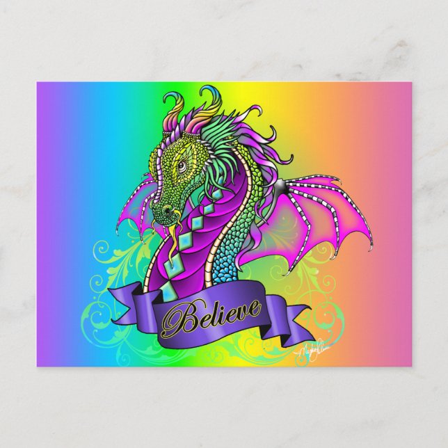 "Sonya" Tro Fairy Rainbow Dragon Postcard Vykort (Framsida)