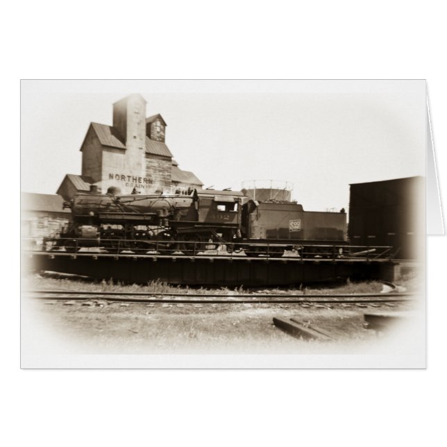 Soo fodrar lokomotiv på Manitowoc på Turntable Hälsningskort (Framsidan Horizontal)