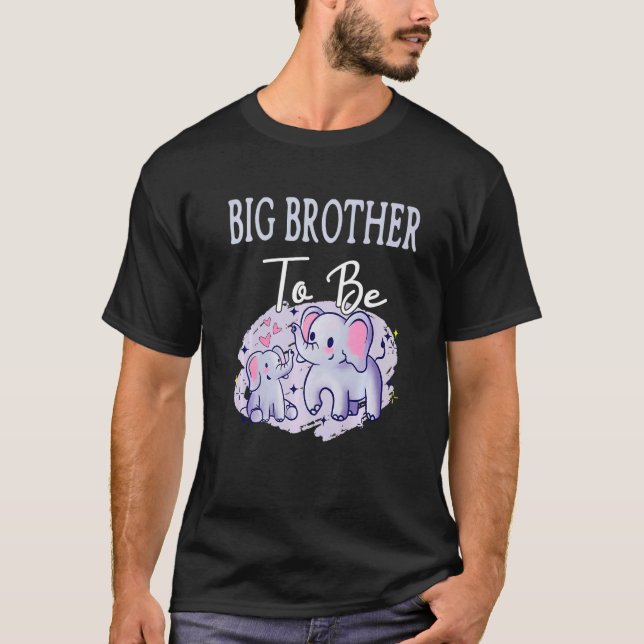 Soon Big Brother To Be Elephants Baby Shower Gende T Shirt (Framsida)