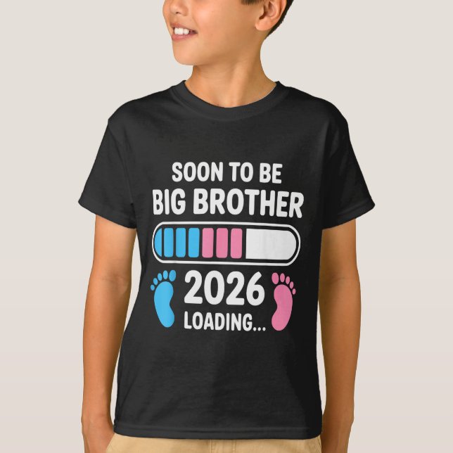 Soon To Be Big Brother 2026 New First Time Brother T Shirt (Framsida)