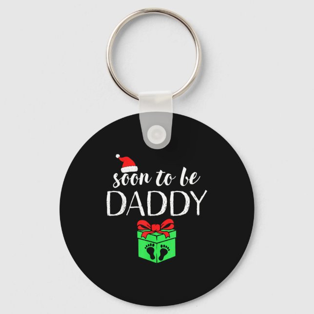 Soon To Be Daddy Christmas Funny Pregnancy Announc Nyckelring (Framsida)