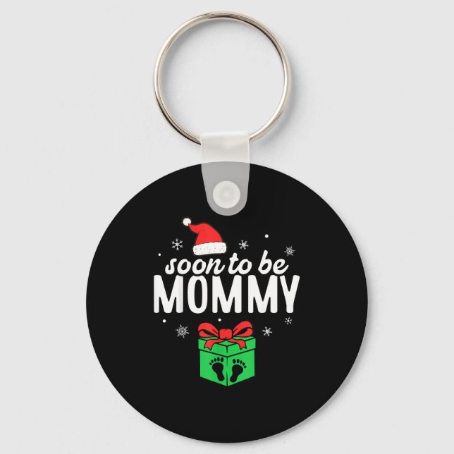 Soon To Be Mommy Christmas Funny Pregnancy Announc Nyckelring (Framsida)