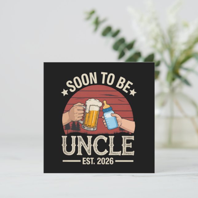 Soon To Be Uncle 2026 Retro Pregnancy Announcement Inbjudningar (Stående Fram)