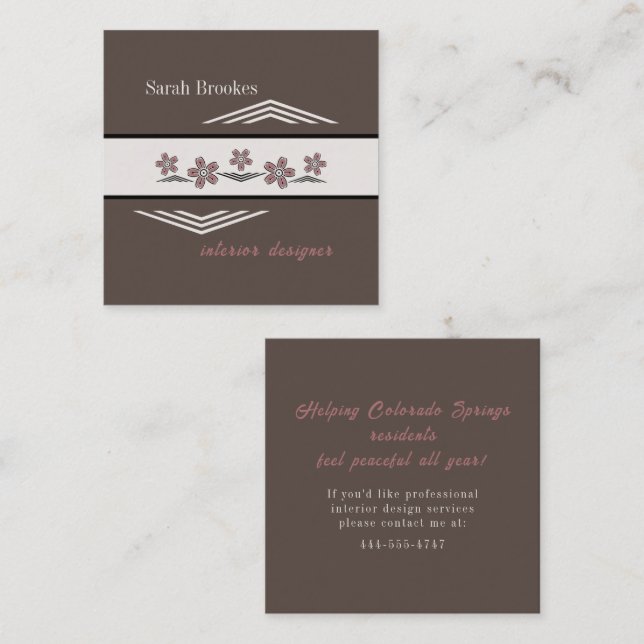 Soothing Earth Tones Cherry Blossom Business Card Fyrkantigt Visitkort (Fram/baksida)