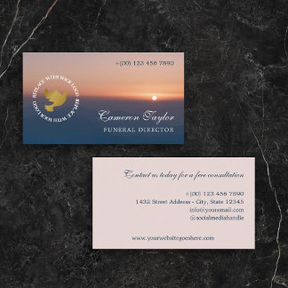 Soothing Sunset Add Logo Funeral Director Visitkort