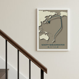 Sooty Shearwater Migration Karta - minimalist Poster