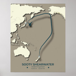 Sooty Shearwater Migration Karta - minimalist Poster