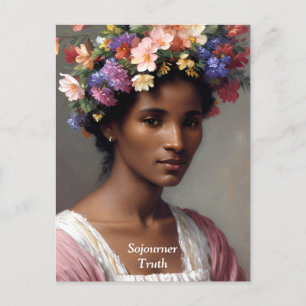 Soournner Truth Porträtt med Blommigt Krona Vykort