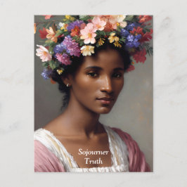 Soournner Truth Porträtt med Blommigt Krona Vykort