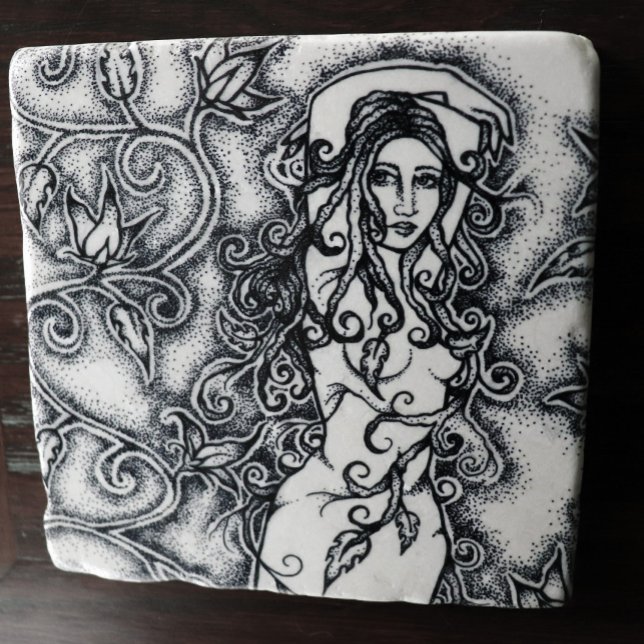 Sopa upp Bläck Goddess Pagan Art Stenunderlägg (Skapare uppladdad)