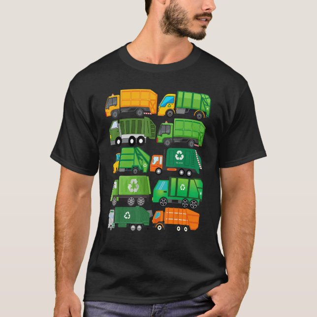Sopbil Återvinningsdag Skräp Avfallssortering T Shirt (Framsida)