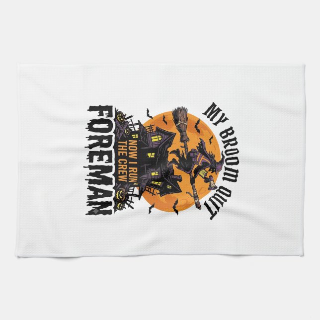 Sopborste Knäckt Förman Häxa Crew Halloween Design Kökshandduk (Horisontell)