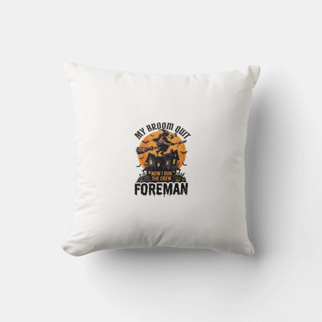 Sopborste Knäckt Förman Häxa Crew Halloween Design Kudde (Framsida)