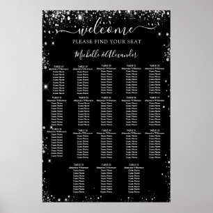 Sopdiagram 18 bord i Svarta silver bröllop Poster