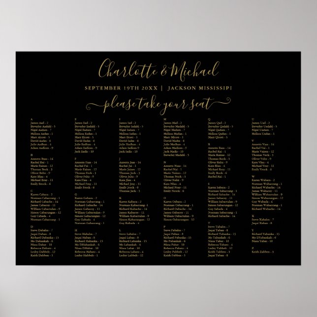 Sopdiagram för säten i Svarta och Guld 200 Namn Br Poster (Framsidan)