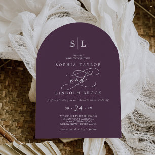 SOPHIA Arch Moody Mörk Plum Forme Elegant bröllop Inbjudningar