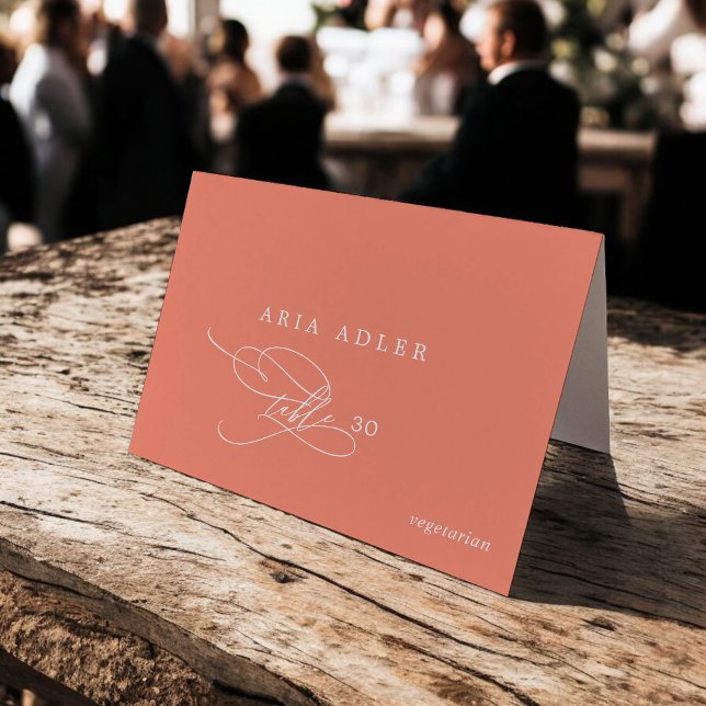 SOPHIA Bright Coral Summer Menu Option Placera kor Bordsnummer (SOPHIA Bright Coral Summer Menu Option Place Cards)