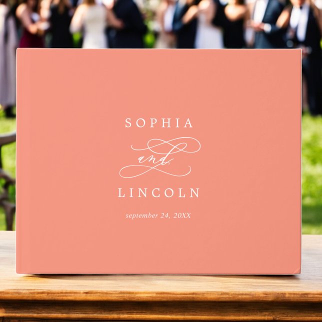 SOPHIA Bright Coral Summer Monogram Bröllop Gästböcker (SOPHIA Bright Coral Summer Monogram Wedding Guest Book)