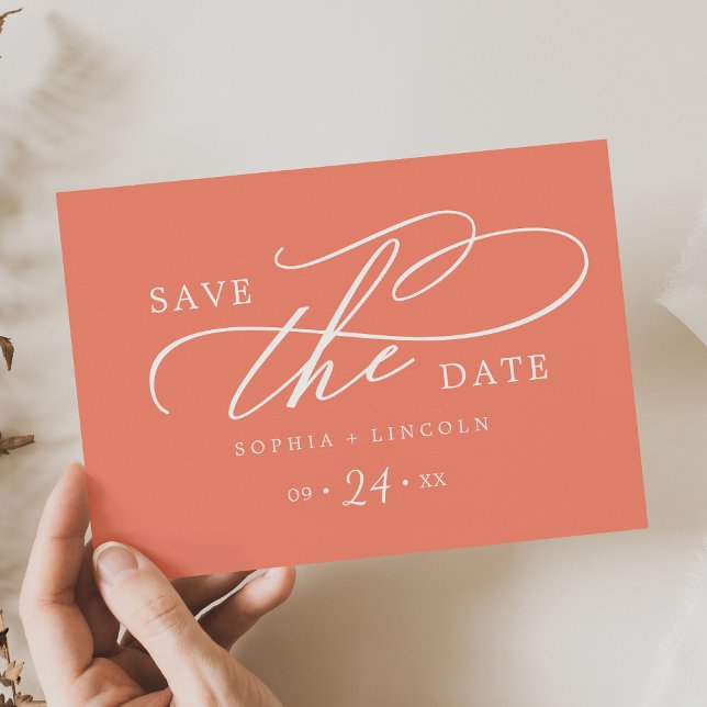 SOPHIA Bright Coral Summer QR Code Bröllop Spara Datumet (SOPHIA Bright Coral Summer QR Code Wedding Save The Date)