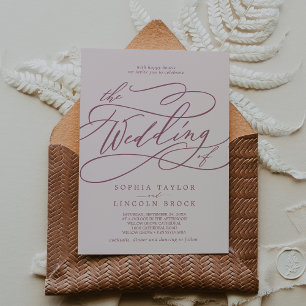 SOPHIA Burgundy Blush Klassisk Boho Elegant Bröllo Inbjudningar