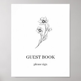 Sophia Enkel Minimalistisk Gästbok Bröllopsskylt Poster