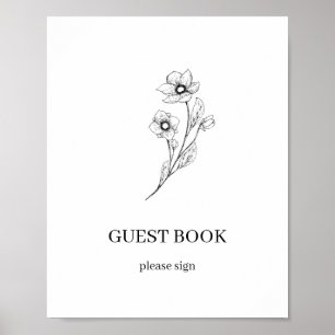 Sophia Enkel Minimalistisk Gästbok Bröllopsskylt Poster
