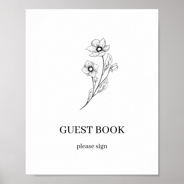 Sophia Enkel Minimalistisk Gästbok Bröllopsskylt Poster (Framsidan)