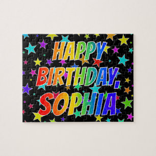 "SOPHIA" First Namn, Roligt "GRATTIS PÅ FÖDELSED Pussel