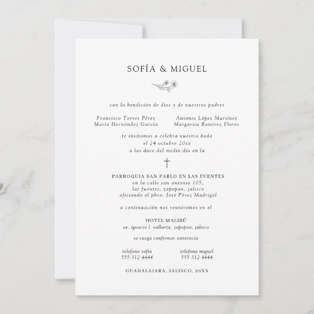 Sophia inbjudación Boda Catolica Spain Bröllop in Inbjudningar (Framsida)