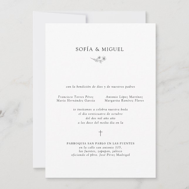 Sophia Invación Boda Catolica Spain Bröllop Inbjudningar (Framsida)