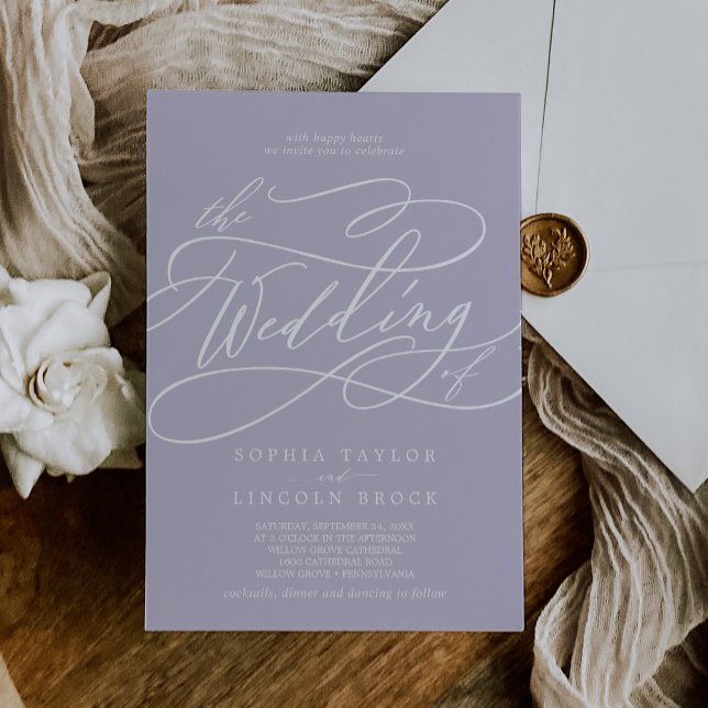SOPHIA Lavender Lila Minimal Boho Simple Bröllop Inbjudningar (SOPHIA Lavender Purple Minimal Boho Simple Wedding Invitation)